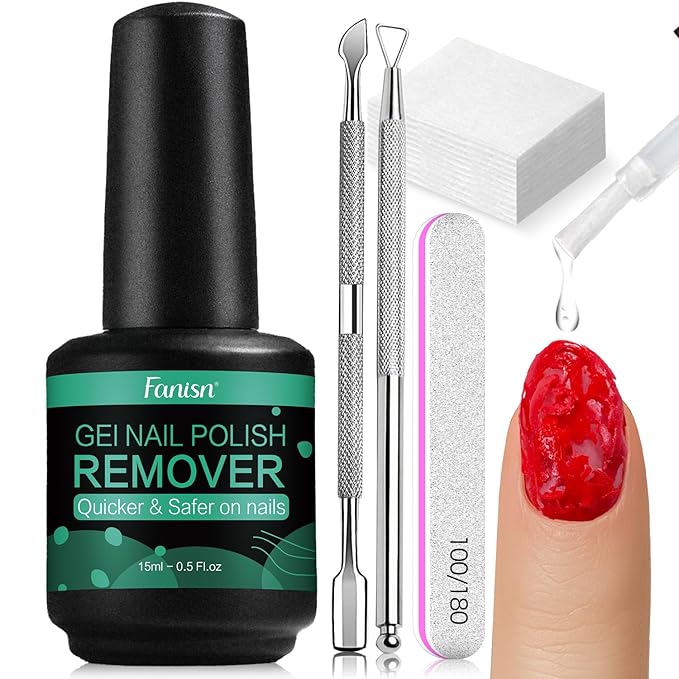 Gel Nail Polish Remover Kit with Nail File & Tools for Home Use,2-5 Minute Quick Removal, No Soak or Foil Needed, No Acetone for Home DIY, Safe for Natural Nails