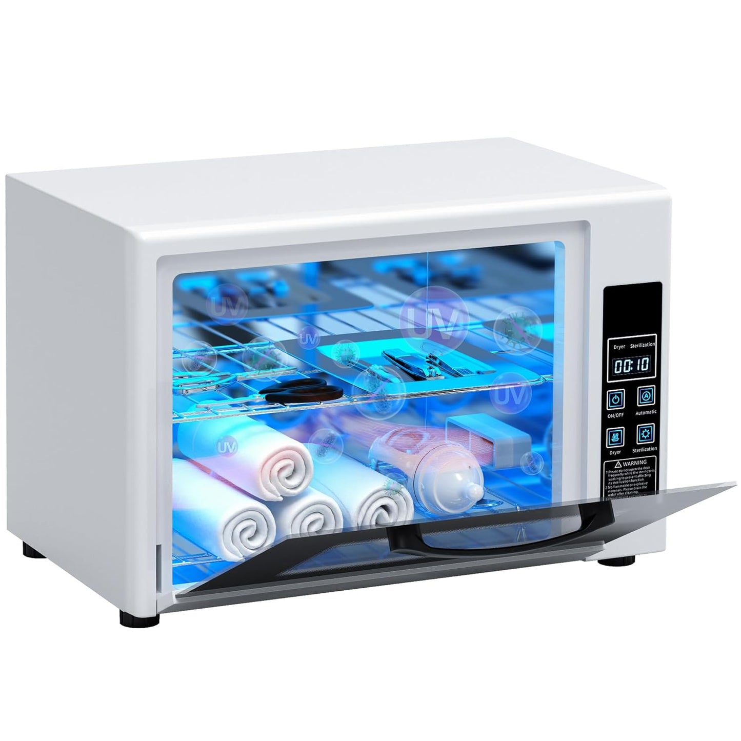 YOTAN 15L Nail Tool Cleaner with Timer Setting, High Capacity Cleaning Cabinet, Multi-Functional Manicure Cleaning Box for Spa Beauty Home Metal Tools, Mobile Phone, Baby Toy, White