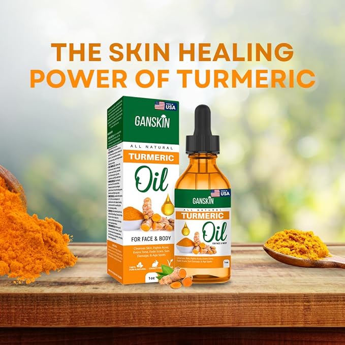 Turmeric Oil – Dark Spot Facial Serum for Face & Body – Natural Skin Brightening Serum & Hyperpigmentation Treatment – Turmeric Glow Serum Cleanses, Fights Acne, Evens Tone, Scars – for All Skin Types