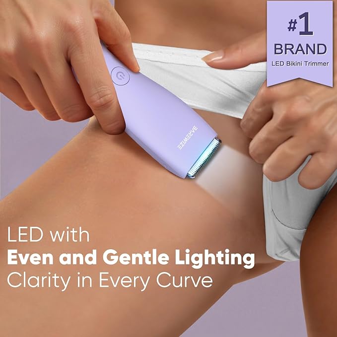 Bikini Trimmer for Women, Legs & Pubic Hair Trimmer | Waterproof, Type-C Rechargeable, LED Light, Replaceable Blade, Electric Razors for Women, Womens Body Shaver (Lilac Purple)