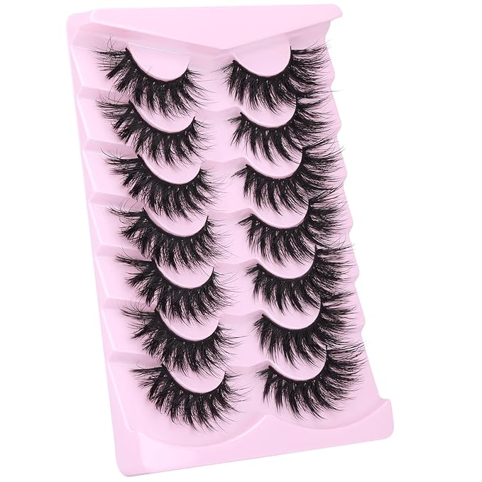 Lashes Flat Faux Mink Eyelashes 20mm Long False Eyelashes Dramatic Cat Eye Eyelashes Wispy 3D Crossed Thick Fox Eyelashes Extensions Strip Lashes Pack by Kiromiro