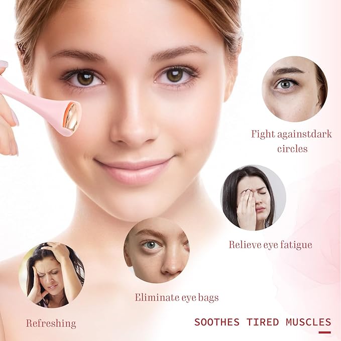 TORMEN Mini Eye & Face Rollers, Stainless Steel Eye Massage Ice Roller, Facial Beauty Tool for reduces puffy eyelids, Dark Circles Relief, Skin Care,muscle soreness,Facial cold compress (2pcs, Pink)