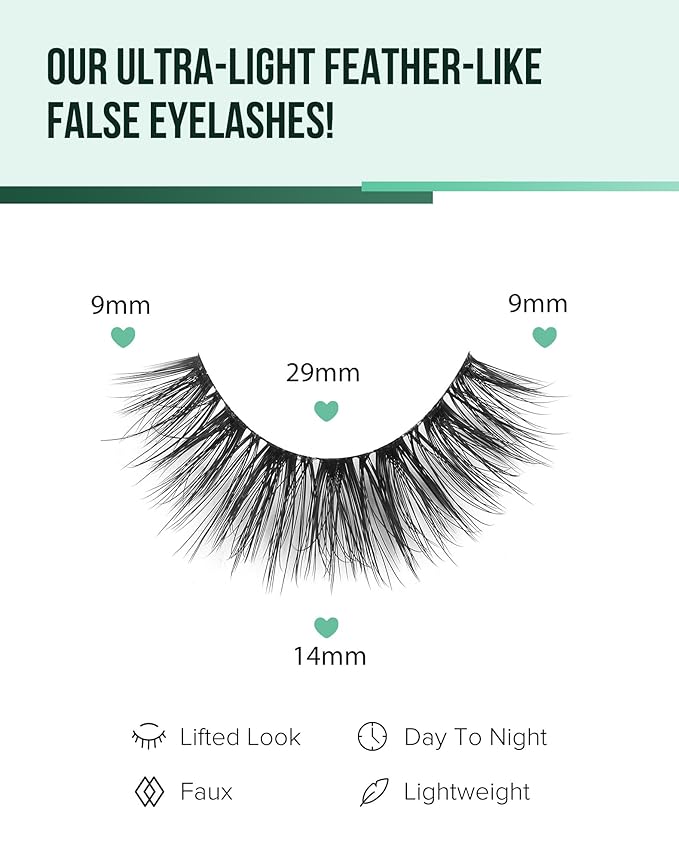 Lashes Wispy False Eyelashes Natural Look Fluffy Mink Lashes Doll Eyelashes Thick Faux Mink Eyelashes C Curl Fake Lashes 14MM 7 Pairs