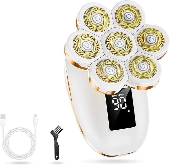 Electric Razors for Women,7D Gifts for Women,Cordless Electric Shaver with Detachable Head Wet/Dry Facial Hair Remover for Legs Painless Water Resistant (Gold)