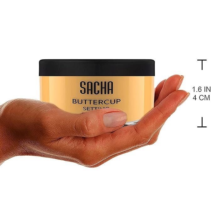 Sacha BUTTERCUP Setting Powder Makeup 1.75 Oz. Translucent Setting Powder for Oily Skin Finishing Powder Loose Powder Makeup Blurring Powder Blurs Fine Lines and Pores For Medium to Dark Skin Tones