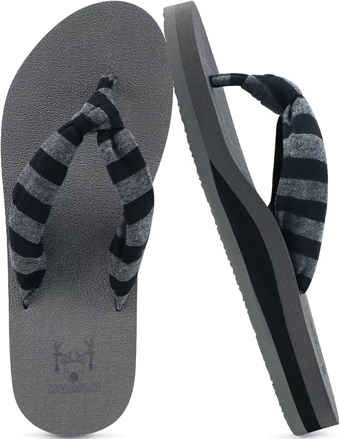 KuaiLu Womens Dressy Sandals Arch Support Yoga Mat Walking Cross Slides Ladies Slip on Orthotic Travel Outfits Slippers Cushion Comfortable