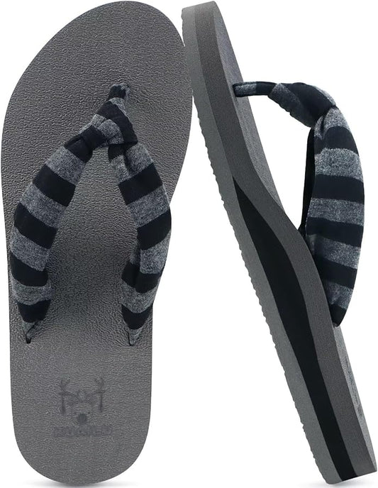 KuaiLu Womens Dressy Sandals Arch Support Yoga Mat Walking Cross Slides Ladies Slip on Orthotic Travel Outfits Slippers Cushion Comfortable