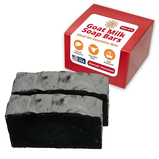 Goat Milk Stuff CHARCOAL Goat Milk Soap - Natural Soap Bar, Gifts for Men and Women, Gentle for both Face and Body, Handmade Bar Soap (Box of 2)