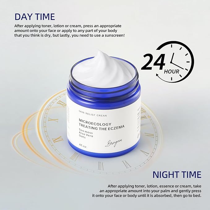 Eczema Relief Cream，Moisturizing Eczema Cream，Full Body Lotion with Colloidal Oatmeal (Skin Protector)，Sea Moss and Aloe Vera 4 Oz