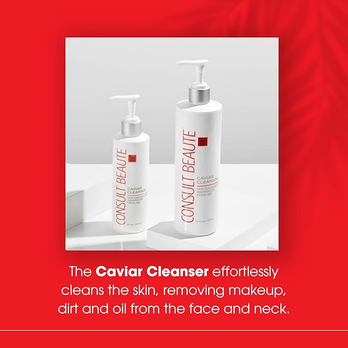 Consult Beaute - Caviar Facial Cleanser - Gentle Face Wash and Makeup Remover - Gel to Foam - Skin Hydrating Lime Pearl Caviar - Aloe - Bergamot Fruit Oil - Dry, Normal and Oily Skin 16 Fl Oz