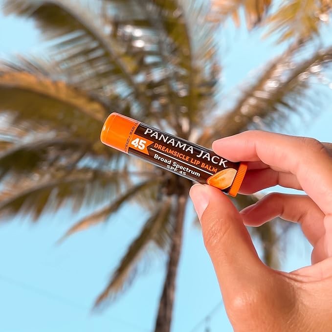 Panama Jack Sunscreen Lip Balm - SPF 45, Broad Spectrum UVA-UVB Sunscreen Protection, Prevents & Soothes Dry, Chapped Lips, Dreamsicle, 2-pack