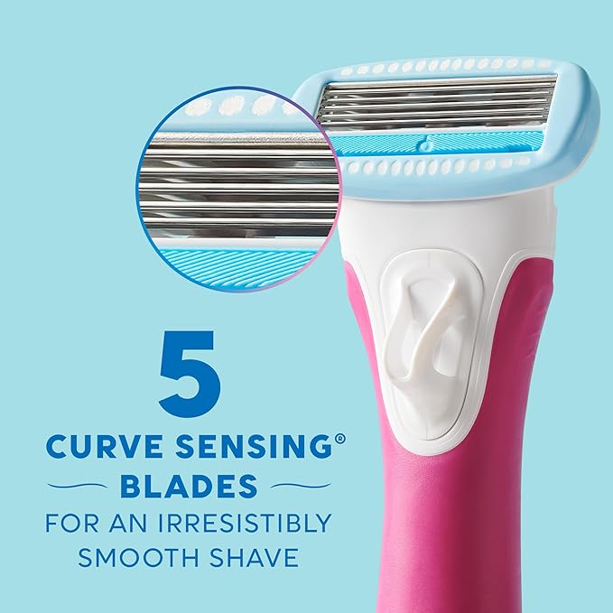 Schick Hydro Silk TrimStyle Razor with Bikini Trimmer for Women | 2-in-1 Bikini Razor for Women and Womens Trimmer for Pubic Hair, Includes 1 Waterproof Handle, 3 Refills & 1 AAA Battery