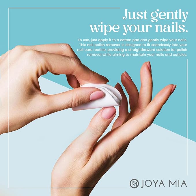 JOYA MIA Soy Nail Polish Remover - Acetone-Free w/Hydrating Ingredients, Nourishing Soy-Based Nail Care, Vegan, Gentle on Cuticles, Great for Quick & Clean Removal, Easy Application - Unscented, 16oz