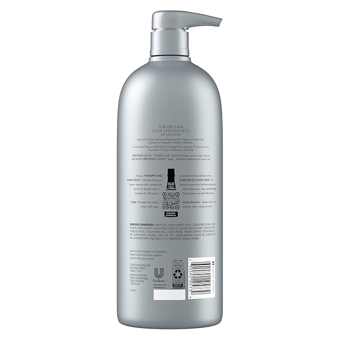 Nexxus Therappe Moisturizing Shampoo Ultimate Moisture for Dry Hair Silicone-Free, Moisturizing ProteinFusion with Elastin Protein and Green Caviar 33.8 oz