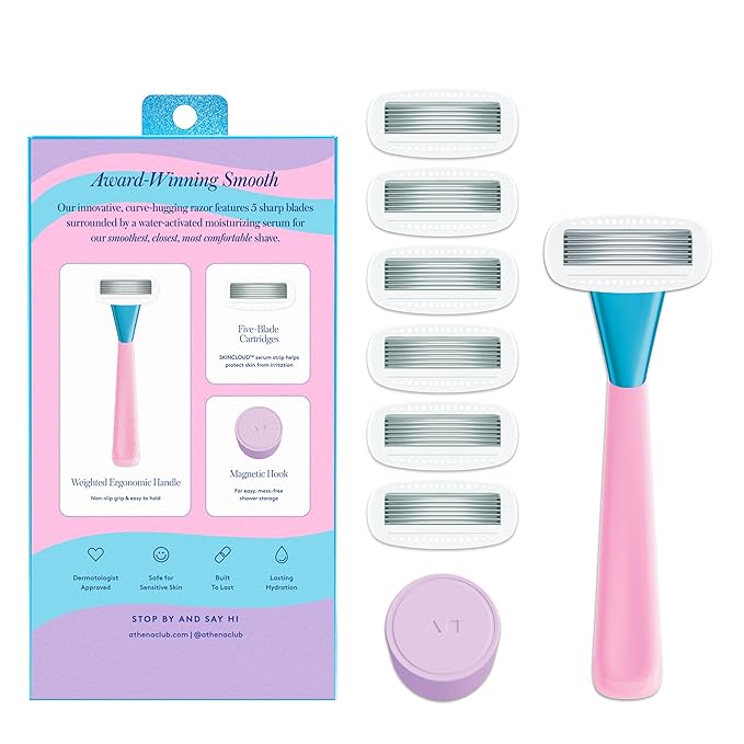 Women's Razor Shave Kit, 1 Pool Party Razor Handle + 6 Blade Refills