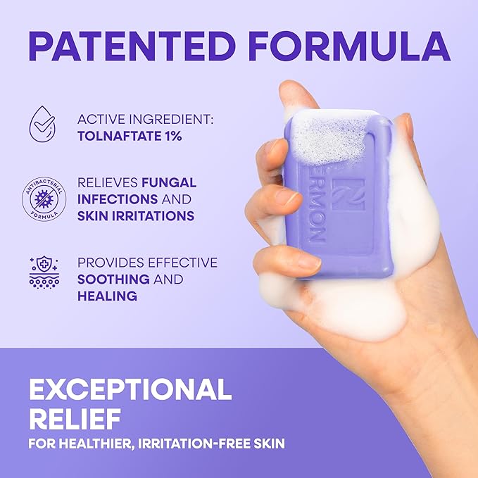 Hermon Antifungal Soap with Tea Tree Oil: Antifungal Bar Soothing Care & Relief of Itchy for Ringworm Jock Itch Tinea Versicolor Athletes Foot - Body & Face Wash - Lavender