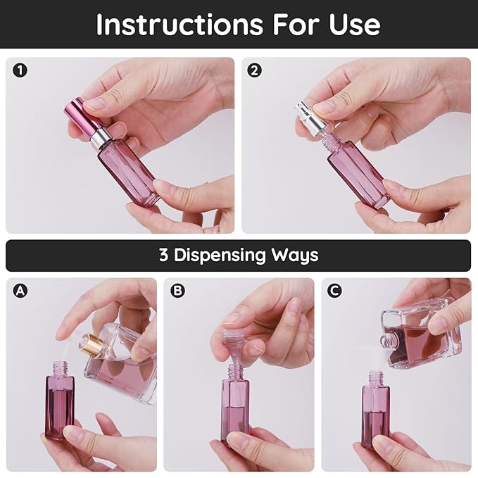 Segbeauty 5pcs 10ML Perfume Travel Refillable, Mini Cologne Perfume Bottles Empty, Portable Atomizer Sprayer for Perfume Travel Size Spray Bottle Pocket Glass Spray Bottles Toiletries Sample Dispenser