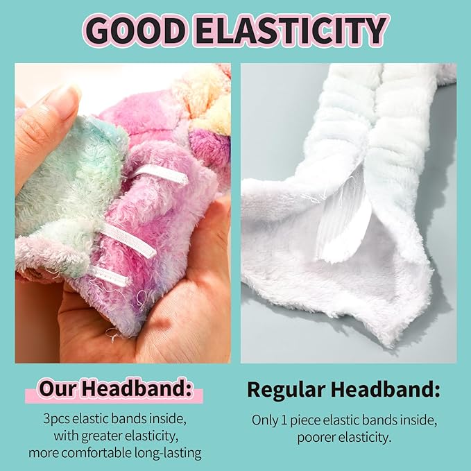 LEOBRO Spa Headband, Makeup and Skincare Headbands for Women, Headband for Washing Face, Face Wash Skin Care Make Up Headbands, with Hair Scrunchies, Christmas Gifts for Teens, Girls, Women