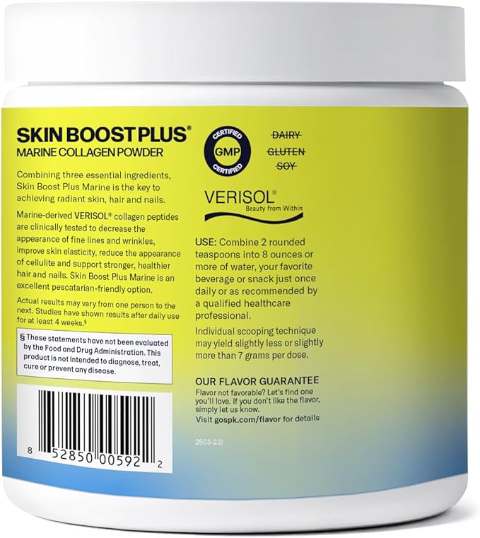 Sparkle Wellness Marine-derived VERISOL Bioactive Hydrolyzed Collagen Peptides | Collagen Powder Supplement with Vitamin C & Hyaluronic Acid | Marine Skin Boost Plus (Peach) [30-Serves]