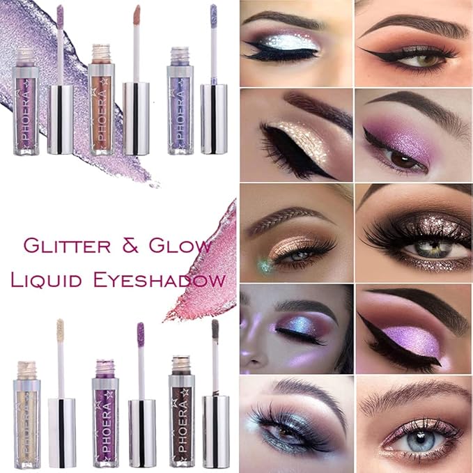 Glitter Eyeshadow，Makeup For Eyes Liquid Shimmer Sparkle Glow Light Colors Pencil Stick Shiny Long Lasting Waterproof Shining Eye Shadow Sets Metallic Pigments Metals Gloss Sparkling Pen Kit (A102)