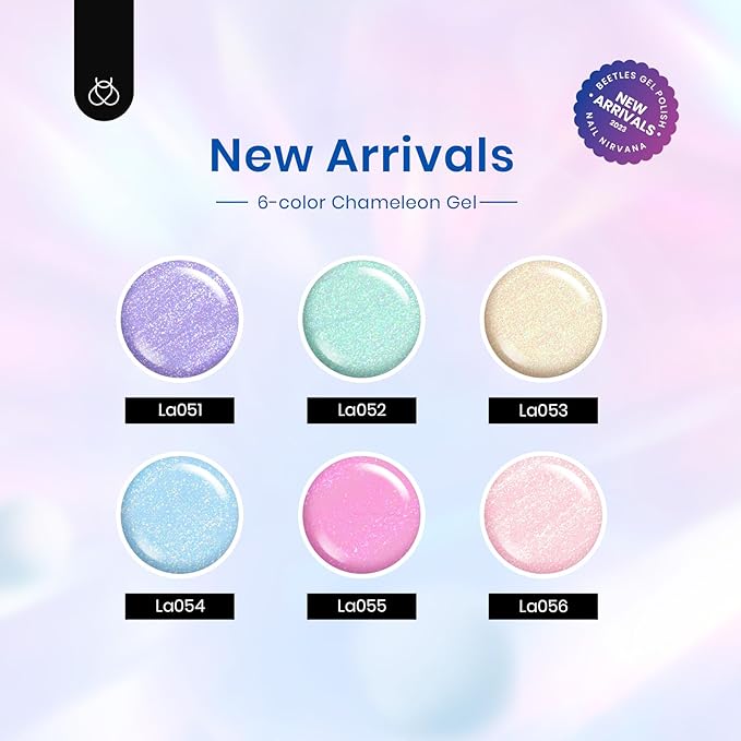 Beetles Glitter Gel Nail Polish Set, Pastel Pink Purple Blue 6 Colors Nebula Halo Chameleon Gel Polish Soak Off Uv Nail Lamp Gifts for Women