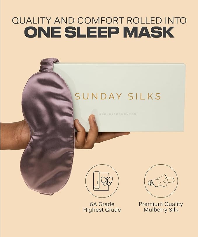 SUNDAYSILKS™ Exclusive Mulberry Silk Sleep Mask | Soft Eye Covers, Blackout Sleeping Mask for Women & Men | Silk Eye Mask for Sleep, Travel, and Relaxation | Antifaz para Dormir [Deep Muave]