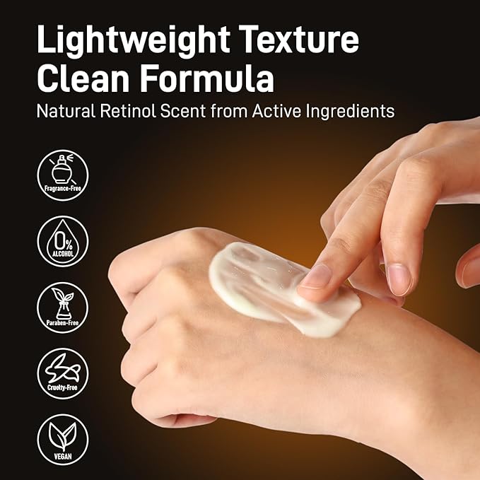 Retinol Moisturizer Anti-Aging Face Cream - Triple Retinol, 5% Squalane, Hyaluronic Acid, Collagen, Peptides, Niacinamide - Hydrating & Firming Wrinkle Night Cream, Fragrance Free, 1.85oz (Pack of 1)