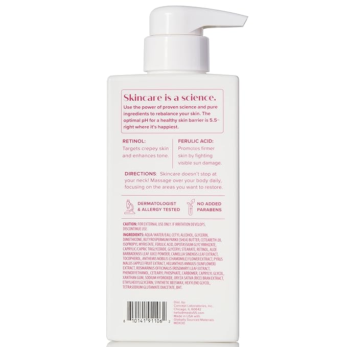 MEDIX Fragrance Free Retinol Body Lotion Crepey Skin Care Treatment | Anti Aging Body Lotion & Face Moisturizer | Firming Retinol Cream For Face Targets Loose Crepe Skin, Wrinkles, & Fine Lines, 2PC