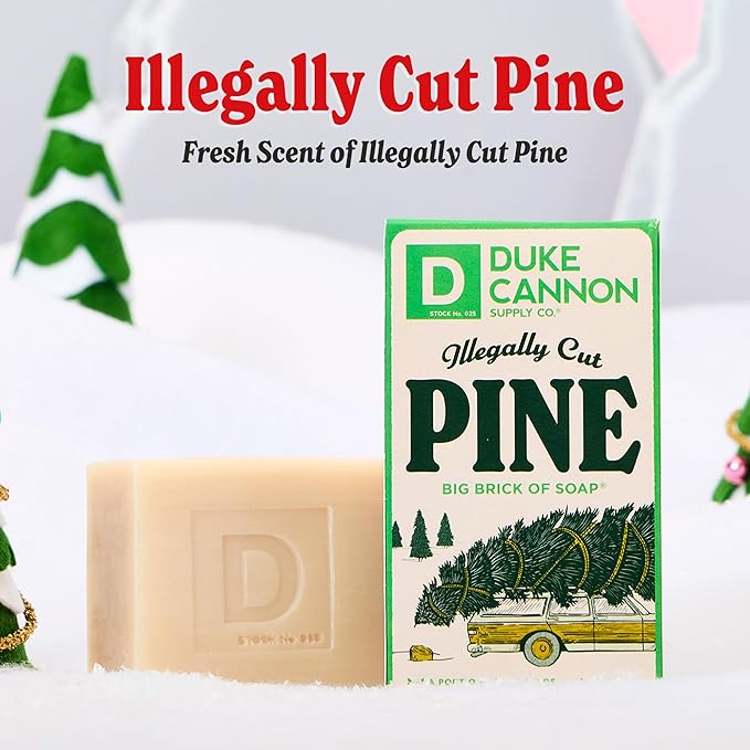 Duke Cannon Supply Co. Big Brick of Soap Bar for Men Holiday Edition - Illegally Cut Pine (Fresh Split Pine Scent), 10 oz. (3 Pack)