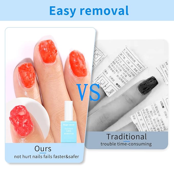 Gel Nail Polish Remover Kit: nail care with Nail Polish Remover,Nail file and Pusher, acrylic nail remover professional remover for gel nail polish for Nail Gel -15ml