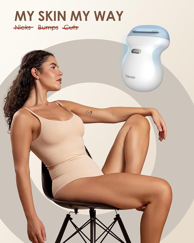 Mini Body Hair Trimmer for Travel, Womens Electric Shaver Type-C Rechargeable Hair Removal Razor with LED Display, Waterproof Wet/Dry Home Use, On-The-Go White