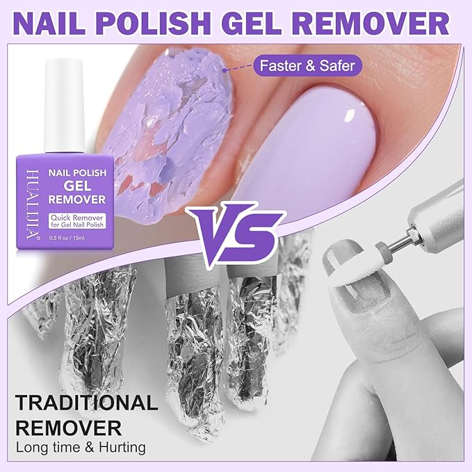 Gel Nail Polish Remover Kit, Gel Polish Remover for Nails - Quickily and Easily Removes Gel Nail Polish at Home in 2-5 Mins - No Need for Foil, Soaking or Wrapping,15ml