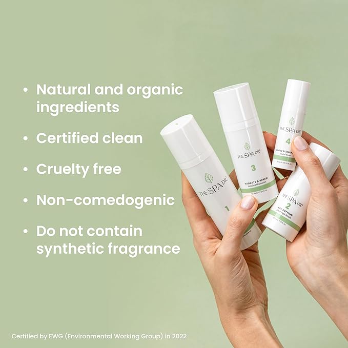 The Spa Dr. 4-Step Facial Kit for Women - 30 Day Supply Skin Care Kit - Anti Agin Facial Kit - Organic Skin Care - Perfectly pH Balanced