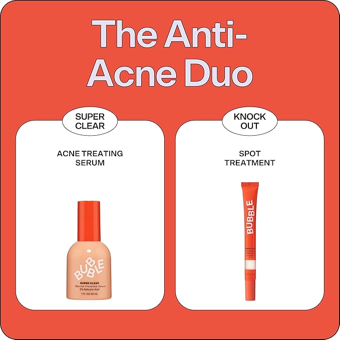 Bubble Skincare Knock Out 1.8% Salicylic Acid Acne Spot Treatment - Deep Cleansing Blemish Spot Treatment with Wintergreen & Willow Bark Extract - Clarifies & Calms Oily Skin (10ml) (Pack of 2)