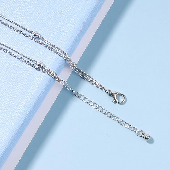 Boho Layered Satellite Choker Necklace Gold Ball Chain Necklace Short Collar Necklace Vintage Double Layer Necklace Jewelry for Women and Girls Gifts