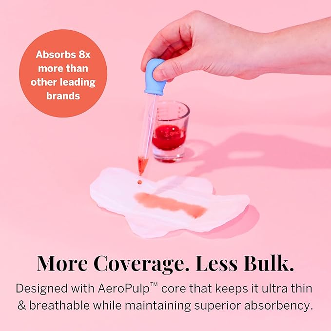 Pixie Organic Cotton Mini Pads with Wings for Women & Teens - Ultra Thin, Light Absorbency Menstrual Pads - Hypoallergenic, Unscented & Biodegradable for Feminine Care - FSA Eligible - 16 Count