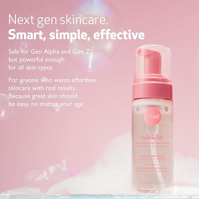 INDEED Labs Gentle AF Makeup Removing Foam Cleanser | Double Cleansing Formula Removes Makeup, Sebum, & Dirt | with Soothing Lotus Extract & Ectoin | Facial Cleanser for Sensitive Skin, (150 mL)