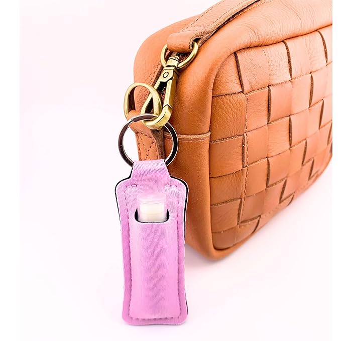 Peaches and Cream Chapstick 3-Pack. Includes Bonus Lip Balm Holder Keychain (Pink). Limited Edition Flavor from the Chapstick I Love Summer Collection, Unique Gift Bundle from