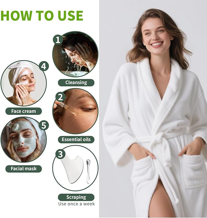 Stainless Steel GuaSha & Eye Cream Applicator Facial Tools, Metal Guasha for Face Neck, Eye Massager Tool, Lymphatic Drainage Face Massage Tool, Skin Care Gift