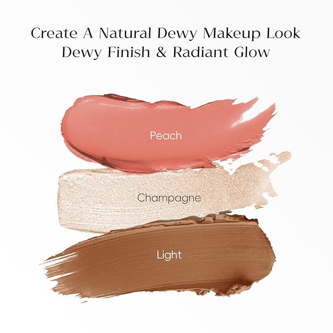 Trio Contour Sticks Set, Highlighter Stick & Bronzer Stick & Blush Stick for Cheek+Lip,Highlight and Contour to Create a Natural Dewy Makeup Look for Light| Set of 45g/1.6fl.oz