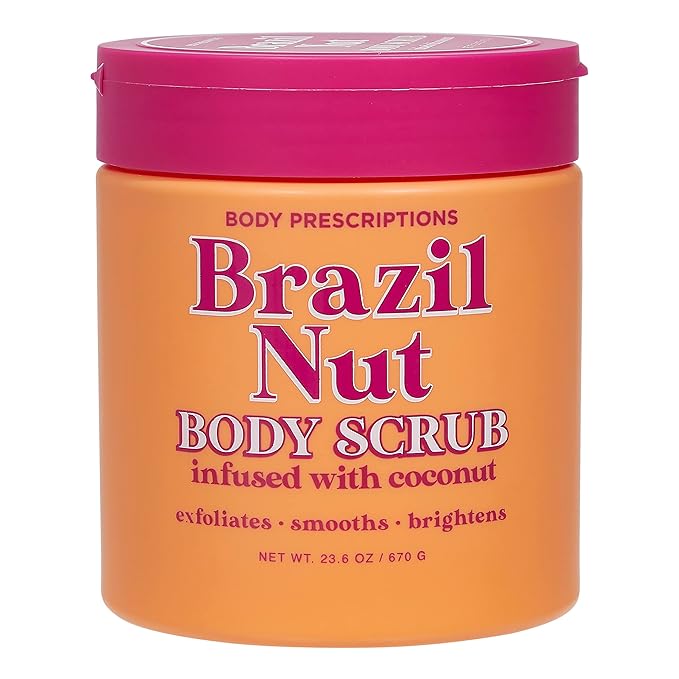 Body Prescriptions Exfoliating Body Scrub – Body Cleanser for Nourished, Ultra-Smooth Skin, Coconut (Brazil Nut)