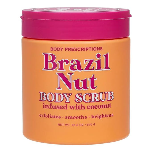 Body Prescriptions Exfoliating Body Scrub – Body Cleanser for Nourished, Ultra-Smooth Skin, Coconut (Brazil Nut)