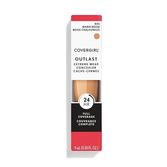COVERGIRL Outlast Extreme Wear Concealer, Lightweight and Waterproof, 0.78 Fl Oz, Concealer Makeup, Under Eye Concealer, Concealer for Dark Circles, Full Coverage Concealer, All Day Wear