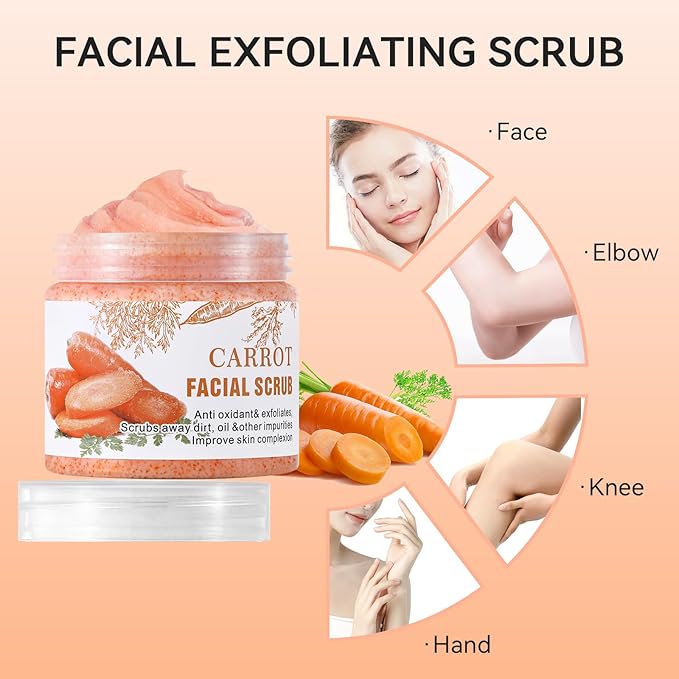 Carrots Cleansing Facial Scrub, Facial Exfoliating Scrub, Facial Scrubs for Women, Deep Cleansing Face Wash Cleanser for Women Men