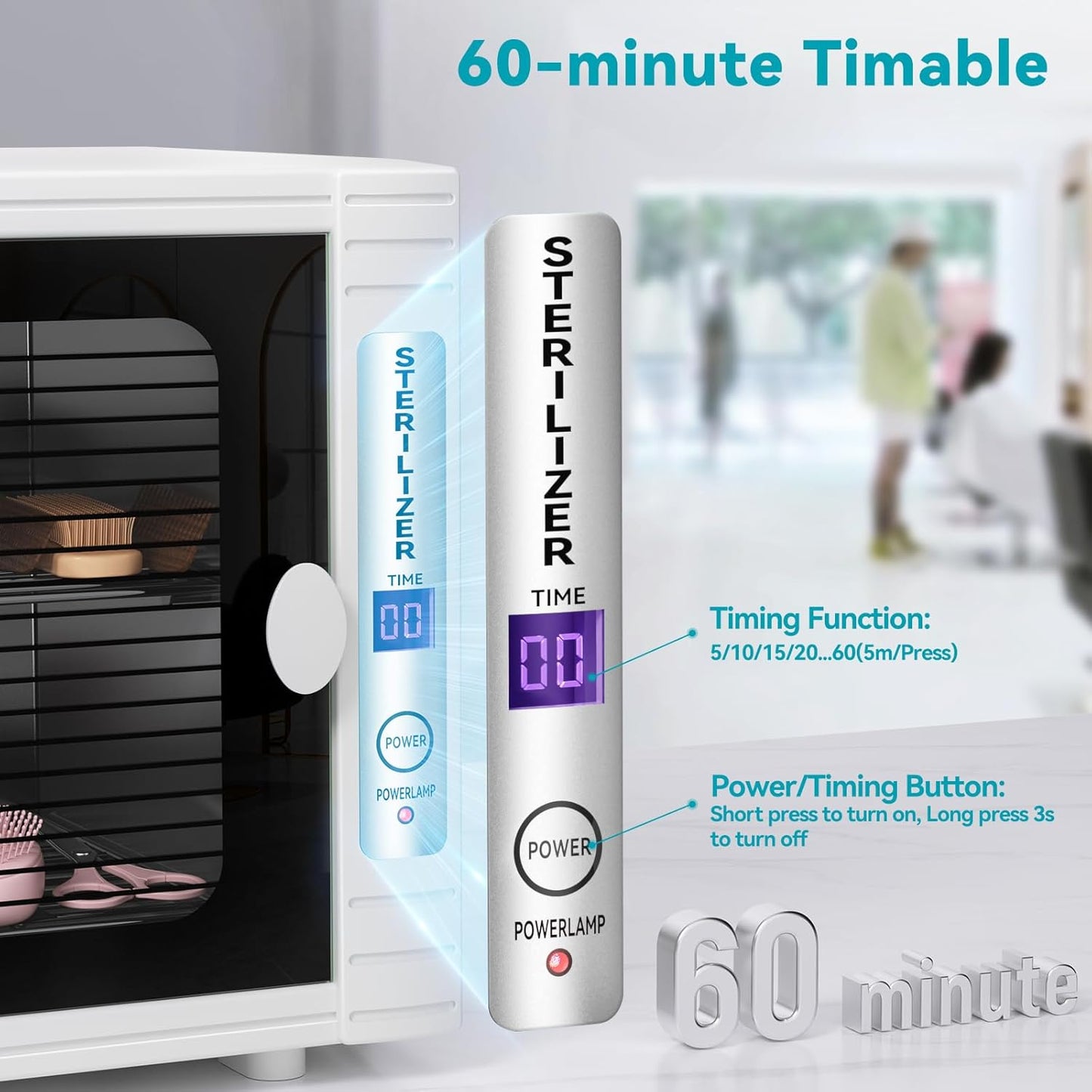 Professional U&V Nail Tool Cabinet, 12L U&V Sanitizer Box U&V Light Nail Tool Cleaning Machine with Time Setting, U&V Light Equipment for Esthetician,Manicurist,Spa,Tattoo,Barber&Salon