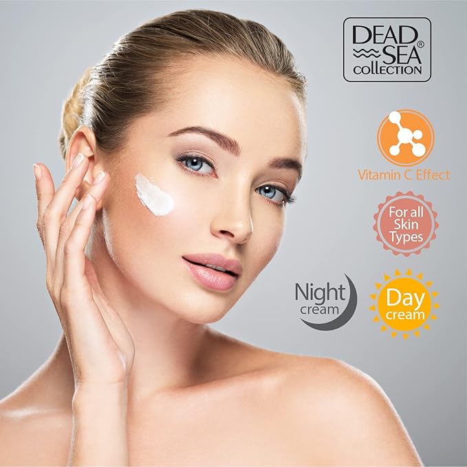 Dead Sea Collection Day and Night Cream Kit with Vitamin C - Anti-Wrinkle - Dead Sea Minerals - Nourishing, Moisturizer, Hydrating and Smoothing Face Cream (3.38 fl.oz)