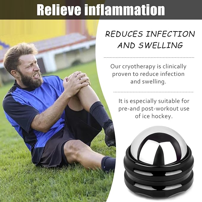 Stainless Steel Massage Roller Ball - Ice Therapy for Muscle Pain Relief, Sore Muscles, and Tension Alleviation Cold & Hot Therapy for Back, Shoulders, Legs, and Calves Myofascial Release Tool