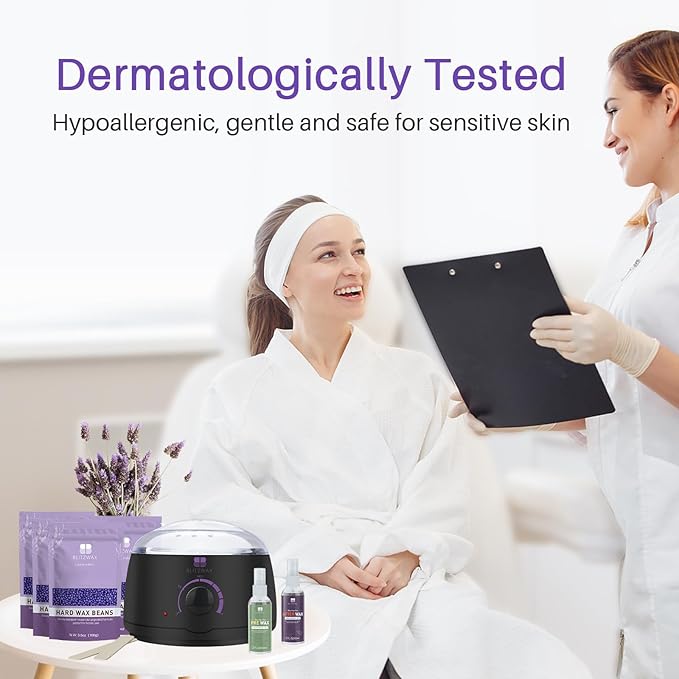 BLITZWAX Brazilian and Bikini Waxing Kit for Women, Hard Wax Warmer for Face, Legs, and Body, At Home Hair Removal Kit, Beginner Friendly, Quick Heating, 28 Accessories