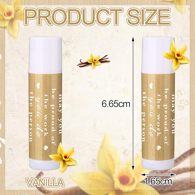 Demissle Thank You Gifts for Coworker Lip Balm Bulk Set Inspirational Appreciation Gifts Leaving Farewell Gifts Vanilla Ingredients Lips Care Products for Friends Teacher Worker Employee (12 Pcs)