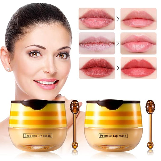 2 PCS Bee Honey Lip Balm Honey Pot, Bee Honey Lip Mask, Reduces Lip Lines, Hydrate & Moisturizing Lip Skin Care, Prevention Dry Cracked Lips, Bee Honey Lip Balm for Lip Repair Treatment